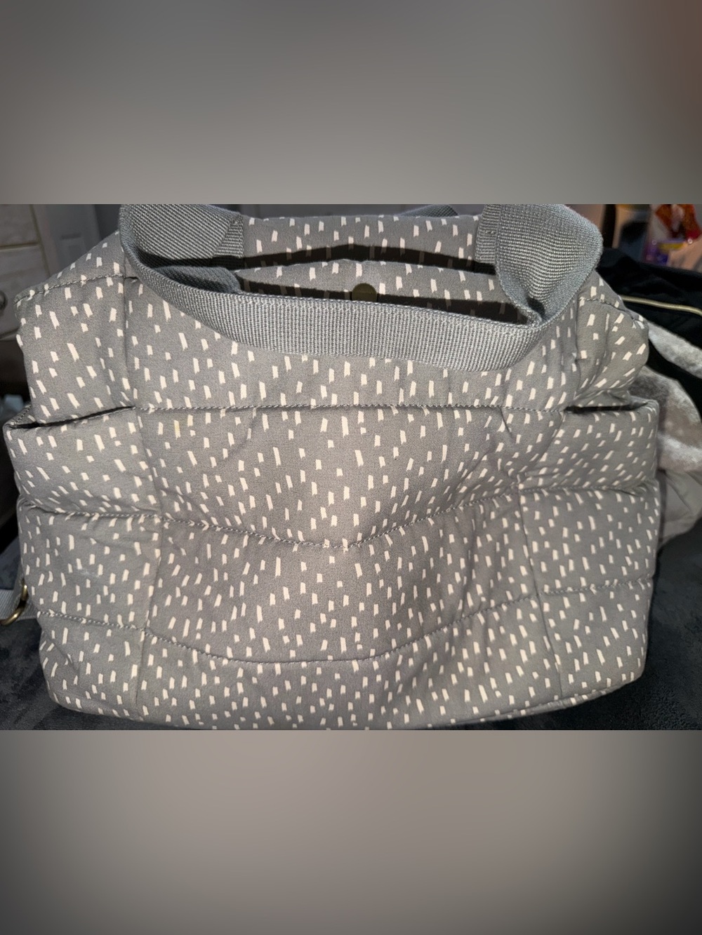 Storksak Gray Quilted dot pattern Diaper Bag